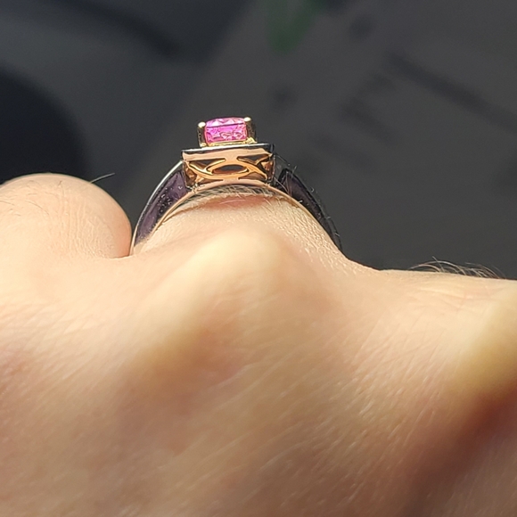 NWT Effy 14K white and rose gold diamond and pink sapphire ring s.7 - Picture 8 of 16